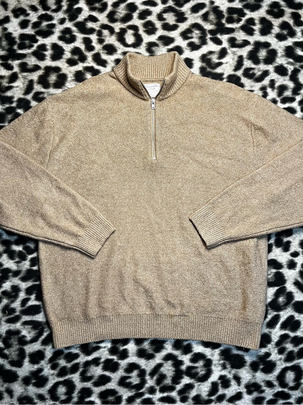 Abercrombie & Fitch Men's Half-Zip Sweater in Taupe